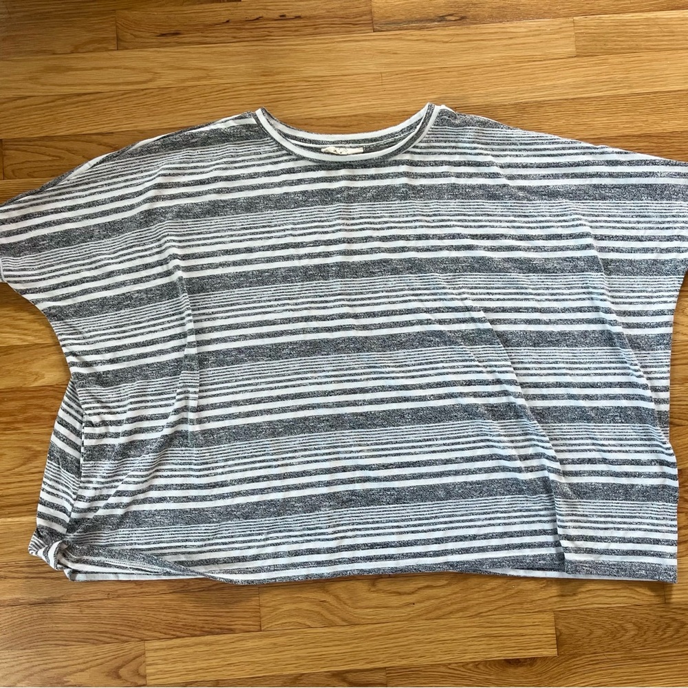 Light grey striped knit oversized sweater
